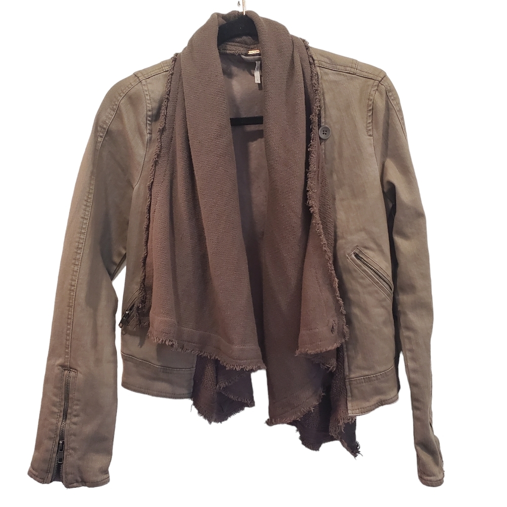 Free People Tan Jacket with Brown Scarf